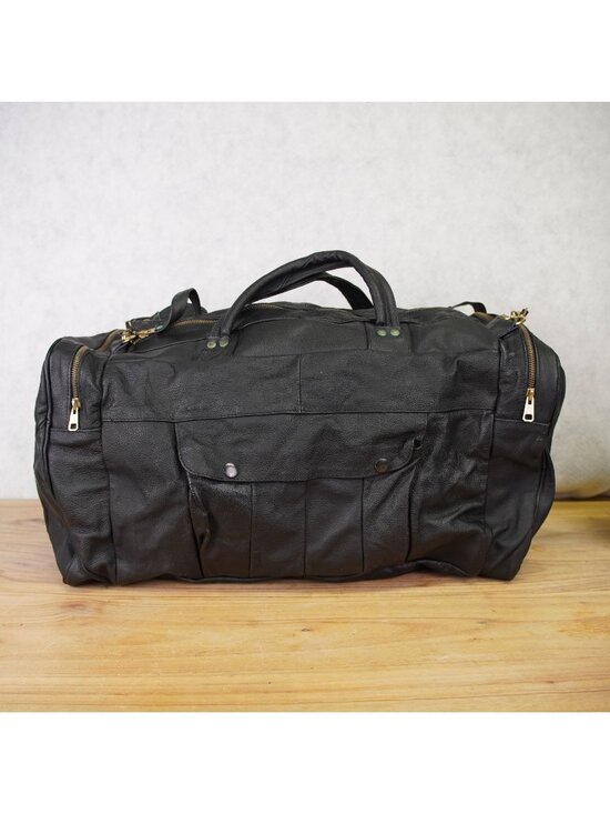 Genuine Leather Other - Vintage Genuine Leather Duffel Bag Patchwork 21"x11"x11" Travel Mexican Made
